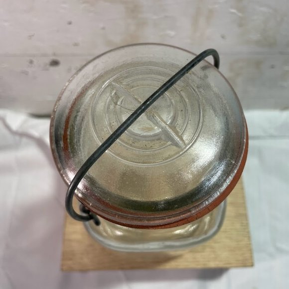 Presto Clear Glass Square Jar Glass Top Lid Bail Arm Closure Owen Illinois Glass - Picture 6 of 10